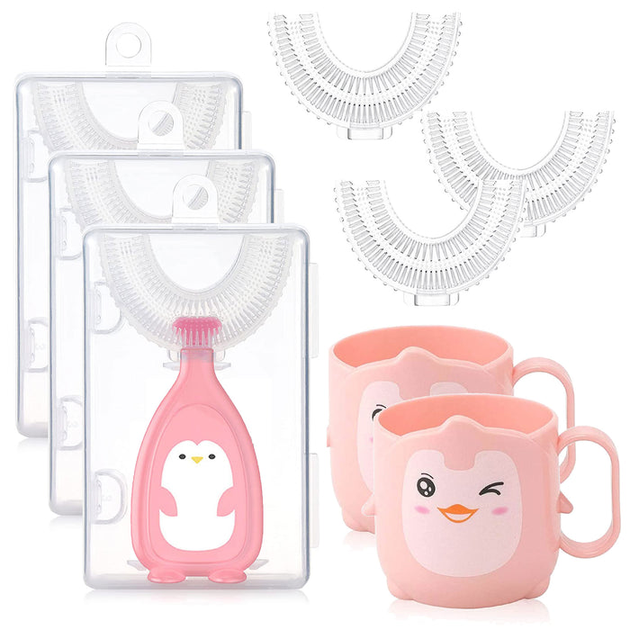 U-Shaped Toothbrush and Plastic Mug with Handle