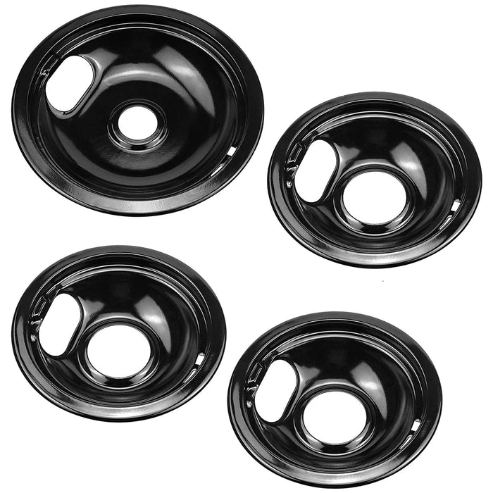 W10290350 8" and W10290353 6" Porcelain Burner Drip Pan Bowls Set