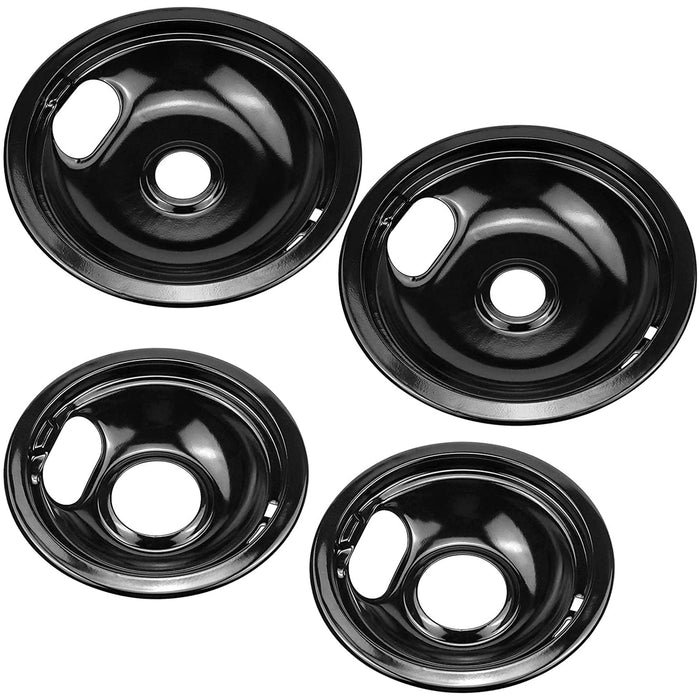 W10290350 8" and W10290353 6" Porcelain Burner Drip Pan Bowls Set