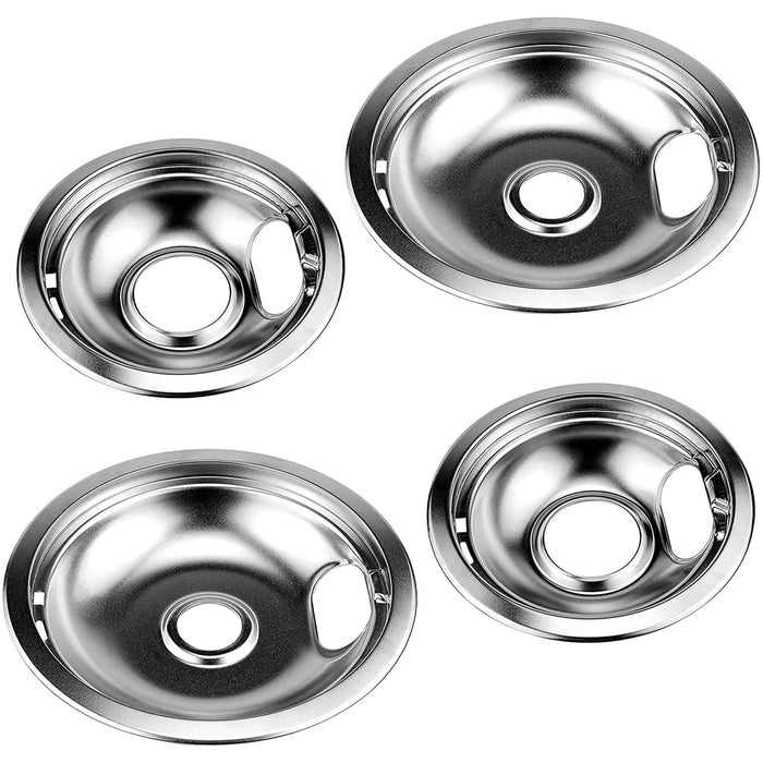 Chrome Range Drip Pans W10196405 & W10196406 Set