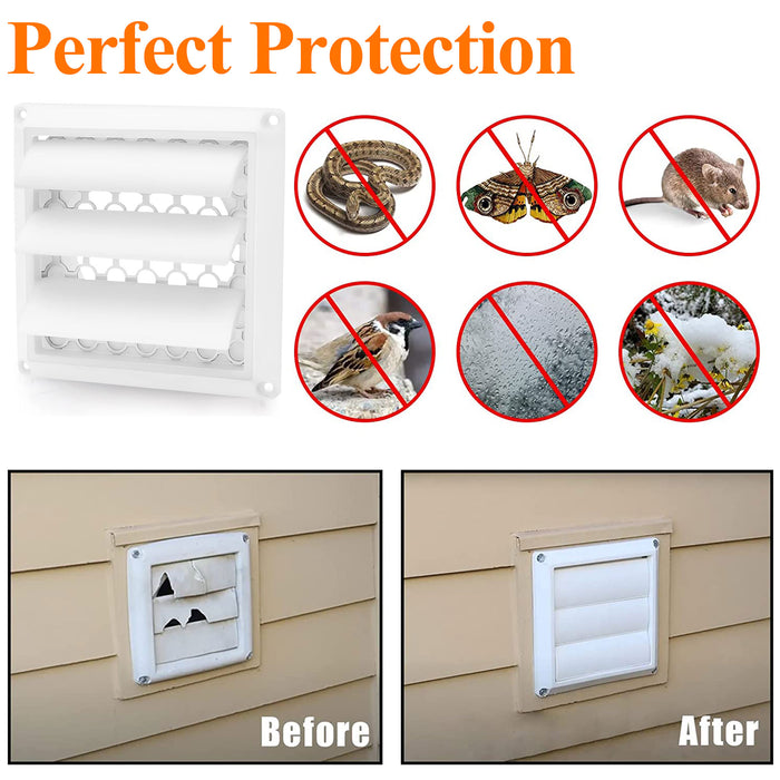 4" Dryer Vent Cover Outdoor with Metal Screen for 4 Inch Dryer Vent Hose
