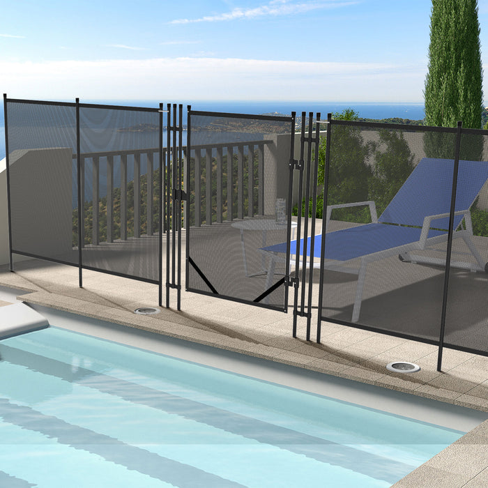 Beaquicy Pool Fence Gate with Stainless Steel Tubes 4x2.5 Feet, Textilene, Self-Closing & Latching Hardware