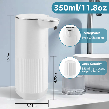 Beaquicy 350ML Touchless Liquid Soap Dispenser with Sensor for Kitchen & Bathroom