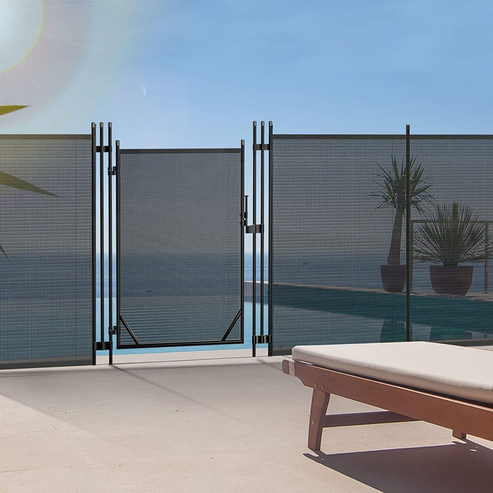 Beaquicy Pool Fence Gate with Stainless Steel Tubes 4x2.5 Feet, Textilene, Self-Closing & Latching Hardware