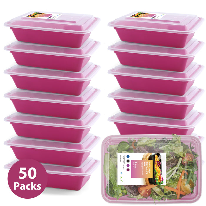 Beaquicy Food Meal Prep Containers Plastic Food Storage Containers ,Dishwasher and Freezer Safe and BPA Free, 50 Packs