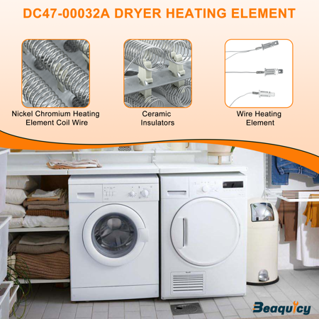 Beaquicy DC47-00032A Electric Dryer Heating Element, 3700W, Nickel-Chromium Alloy Coil