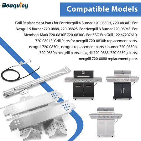 Beaquicy 304 Stainless Steel Grill Heat Plates Replacement Parts 720-0830H,720-0888,720-0888N Grill Burner Tubes for Home Depot