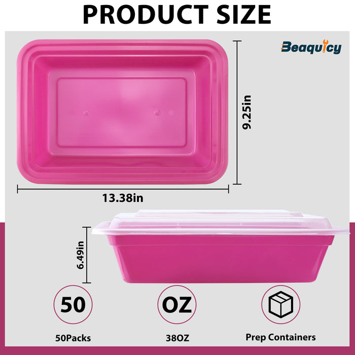 Beaquicy Food Meal Prep Containers Plastic Food Storage Containers ,Dishwasher and Freezer Safe and BPA Free, 50 Packs