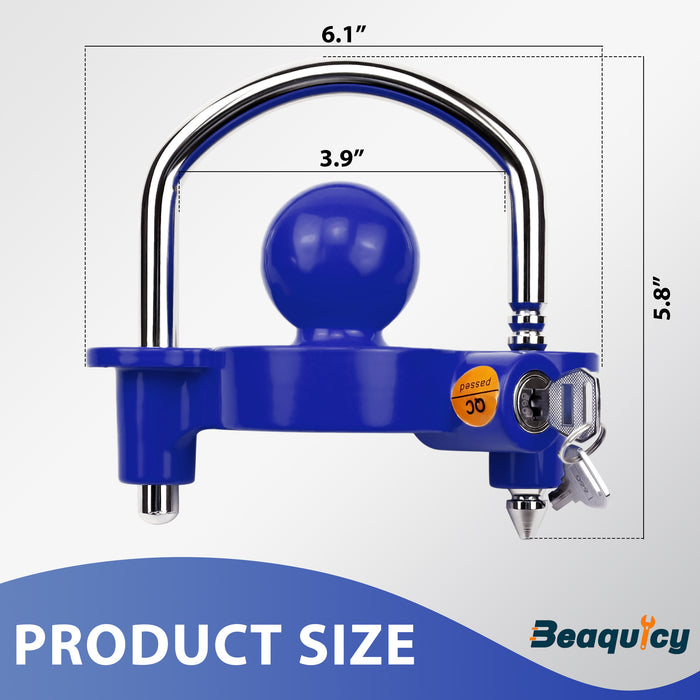 Beaquicy Universal Heavy-Duty Steel Trailer Hitch Lock & Coupler Security Lock