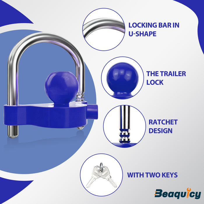 Beaquicy Universal Heavy-Duty Steel Trailer Hitch Lock & Coupler Security Lock