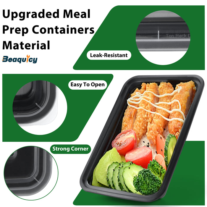 Beaquicy 50 Packs Meal Prep Containers, 38OZ Prep Food Containers,Dishwasher and Freezer Safe and BPA Free