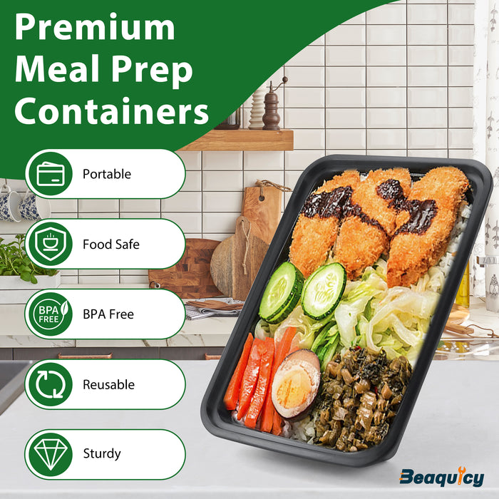 Beaquicy 50 Packs Meal Prep Containers, 38OZ Prep Food Containers,Dishwasher and Freezer Safe and BPA Free