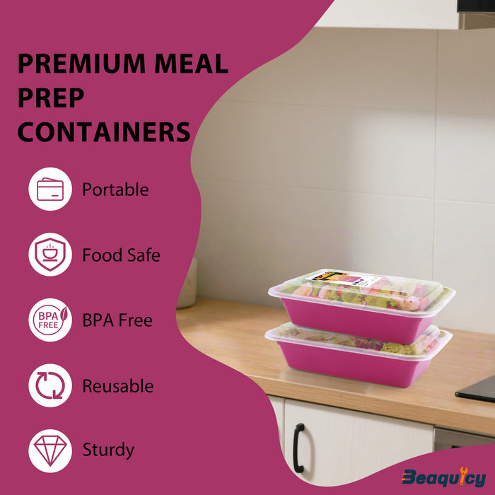 Beaquicy Food Meal Prep Containers Plastic Food Storage Containers ,Dishwasher and Freezer Safe and BPA Free, 50 Packs