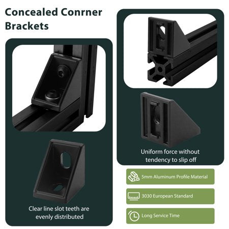 Beaquicy 2028 Series Aluminum Extrusion Profile Connector Kit, 30 Sets Connector Brackets with 1 Wrench, Black