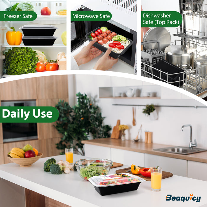 Beaquicy 50 Packs Meal Prep Containers, 38OZ Prep Food Containers,Dishwasher and Freezer Safe and BPA Free