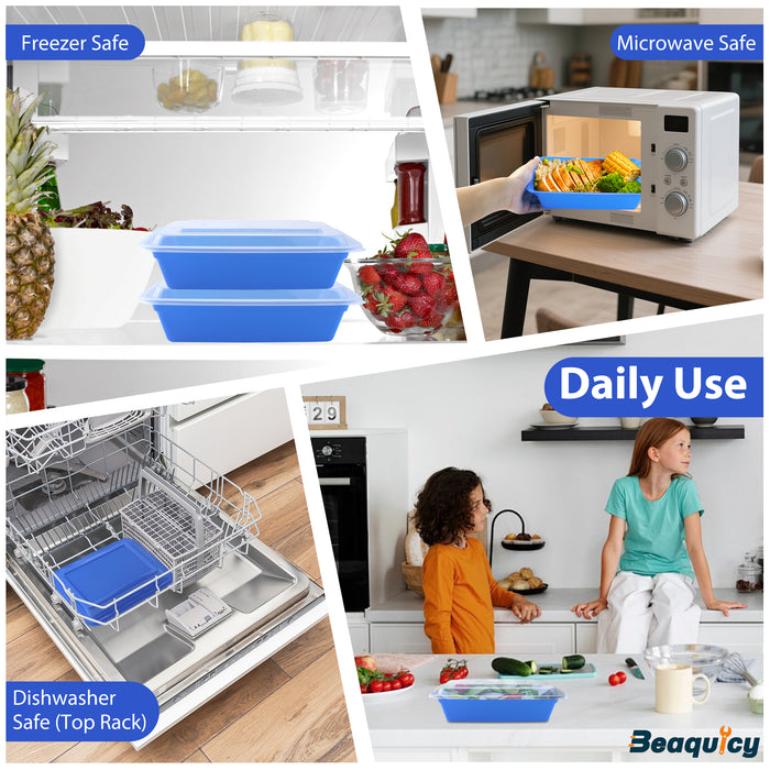 Beaquicy 38 OZ Reusable,Meal Prep Food Containers, Set of 50, Dishwasher Safe and BPA Free