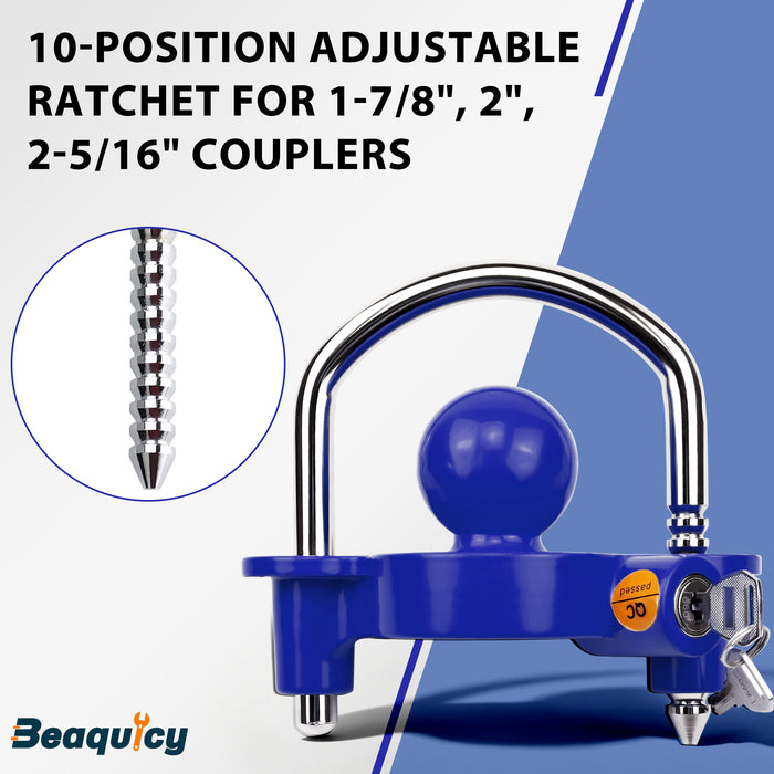 Beaquicy Universal Heavy-Duty Steel Trailer Hitch Lock & Coupler Security Lock