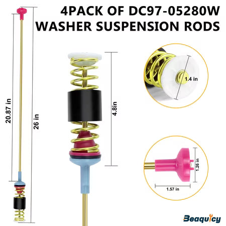 Beaquicy Washer Machine Suspension Rods DC97-05280W DC97-16350T Replaces Washing Machine WA50R5200AW,WA50R5400AW,WA45n3050aw