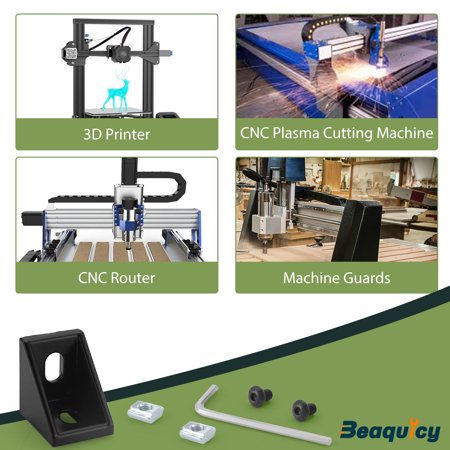 Beaquicy 2028 Series Aluminum Extrusion Profile Connector Kit, 30 Sets Connector Brackets with 1 Wrench, Black