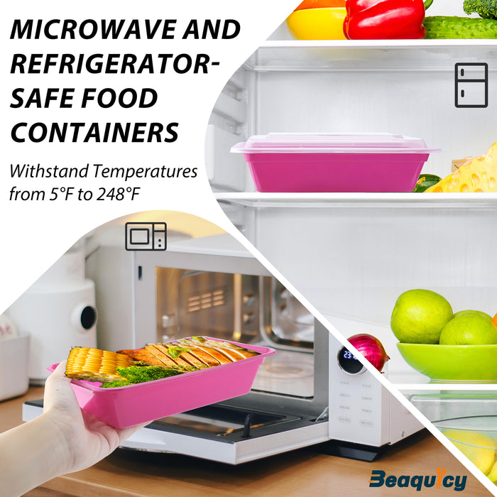 Beaquicy Food Meal Prep Containers Plastic Food Storage Containers ,Dishwasher and Freezer Safe and BPA Free, 50 Packs