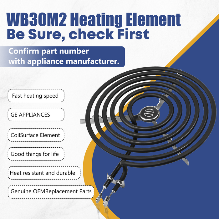 Beaquicy 8-inch WB30M2 Coil Heating Surface Burner Elements for Stove Top with 6 Turns
