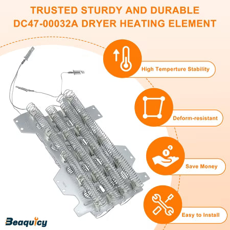 Beaquicy DC47-00032A Electric Dryer Heating Element, 3700W, Nickel-Chromium Alloy Coil