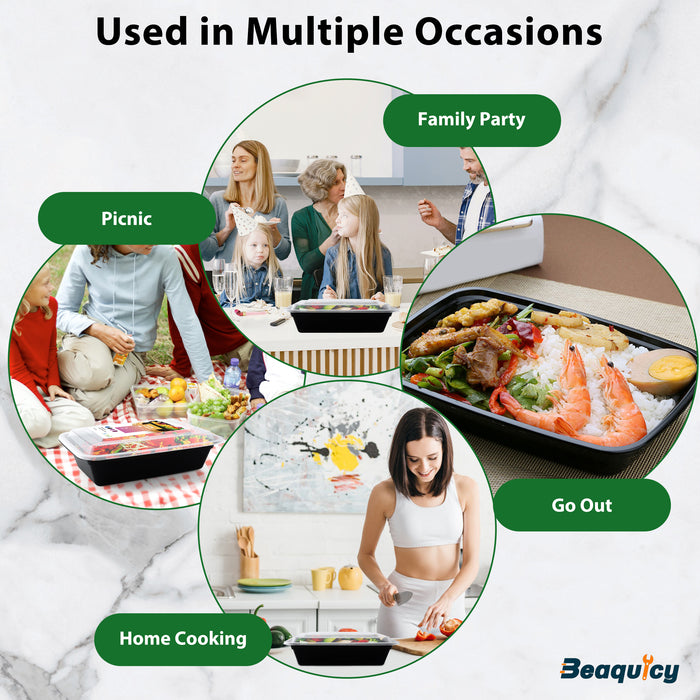 Beaquicy 50 Packs Meal Prep Containers, 38OZ Prep Food Containers,Dishwasher and Freezer Safe and BPA Free
