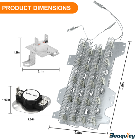 Beaquicy DC47-00032A Electric Dryer Heating Element, 3700W, Nickel-Chromium Alloy Coil