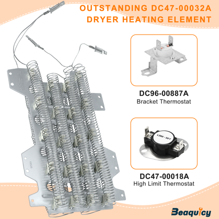 Beaquicy DC47-00032A Electric Dryer Heating Element, 3700W, Nickel-Chromium Alloy Coil