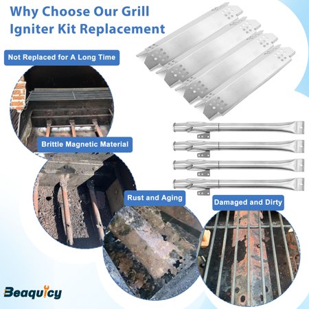 Beaquicy 304 Stainless Steel Grill Heat Plates Replacement Parts 720-0830H,720-0888,720-0888N Grill Burner Tubes for Home Depot
