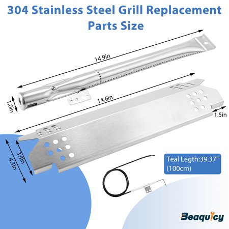 Beaquicy 304 Stainless Steel Grill Heat Plates Replacement Parts 720-0830H,720-0888,720-0888N Grill Burner Tubes for Home Depot
