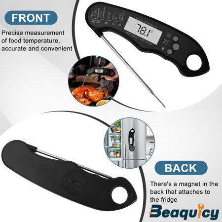 Beaquicy  Instant Read Meat Thermometer Waterproof with Magnet,and Stainless Steel Probe for Kitchen Cooking - 1