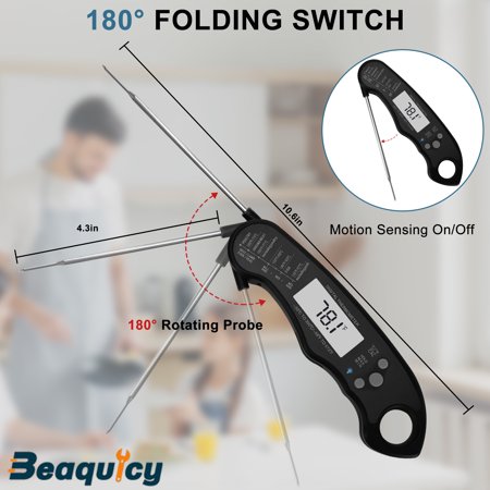 Beaquicy  Instant Read Meat Thermometer Waterproof with Magnet,and Stainless Steel Probe for Kitchen Cooking - 4