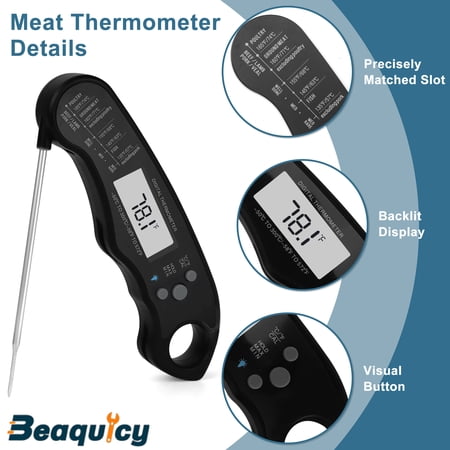 Beaquicy  Instant Read Meat Thermometer Waterproof with Magnet,and Stainless Steel Probe for Kitchen Cooking - 6