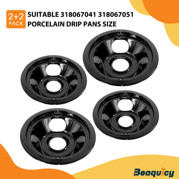 Beaquicy Non-stick Porcelain Drip Pan Bowls for Electric Range Stovetop Burner - 2