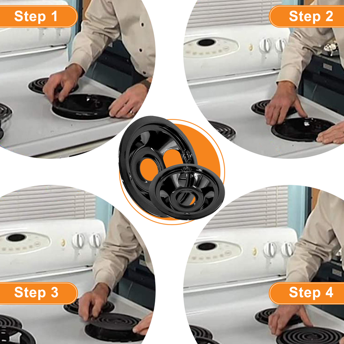 Beaquicy Non-stick Porcelain Drip Pan Bowls for Electric Range Stovetop Burner - 6