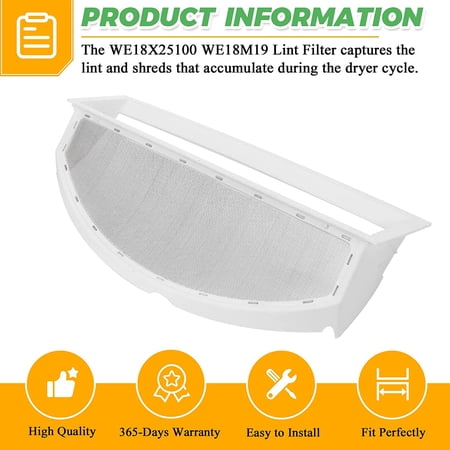 Beaquicy WE18X25100 Dryer Lint Filter Replacement Screen Mesh for GE Dryers - 6