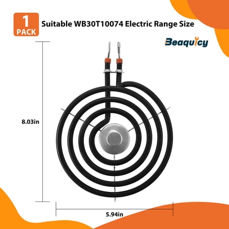 Beaquicy WB30T10078 Electric Range Surface Burner 4 Turn 6" Surface Element for WB30X24401, WB30T10111 - 1