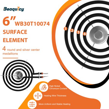 Beaquicy WB30T10078 Electric Range Surface Burner 4 Turn 6" Surface Element for WB30X24401, WB30T10111 - 6