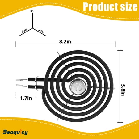 Beaquicy WB30M1 Range 6" Large Surface Burner Element 5 Turns Electric Stove Range Burner - 4