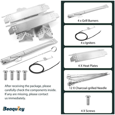 Beaquicy Cooking Grid Heat Plate Grill Replacement Parts 720-0830H,720-0888,720-0888N 304 Stainless Steel Grill Burner Tubes for Home Depot - 1