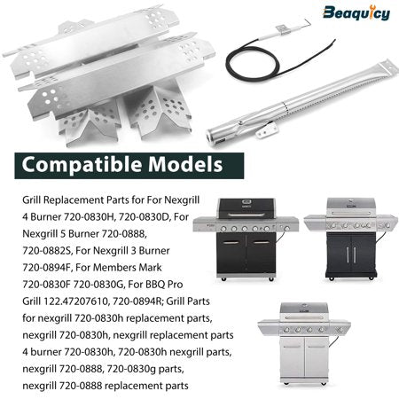 Beaquicy Cooking Grid Heat Plate Grill Replacement Parts 720-0830H,720-0888,720-0888N 304 Stainless Steel Grill Burner Tubes for Home Depot - 3