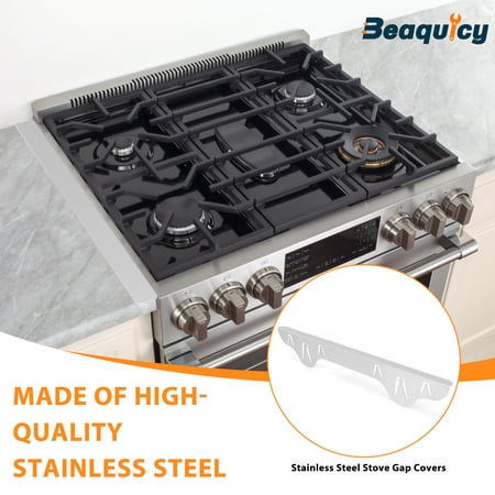 Beaquicy Stainless Steel Stove Gap Cover for Kitchen Heat Resistant Stove Counter Guard Cover,2 Pack - 2