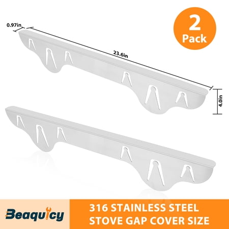 Beaquicy Stainless Steel Stove Gap Cover for Kitchen Heat Resistant Stove Counter Guard Cover,2 Pack - 5