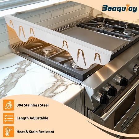 Beaquicy Stainless Steel Stove Gap Cover for Kitchen Heat Resistant Stove Counter Guard Cover,2 Pack - 6
