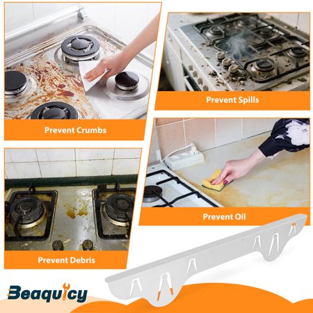 Beaquicy Stainless Steel Stove Gap Cover for Kitchen Heat Resistant Stove Counter Guard Cover,2 Pack - 7