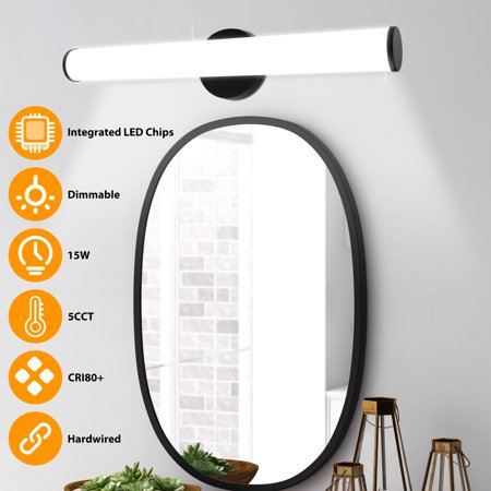 Beaquicy LED Bar Mirror Light Wall Mounted Vanity Black Wall Sconce Lights for Bathroom Mirror - 4