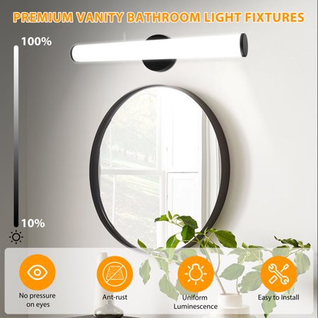 Beaquicy LED Bar Mirror Light Wall Mounted Vanity Black Wall Sconce Lights for Bathroom Mirror - 5