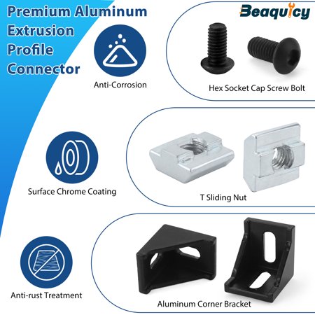 Beaquicy 20 Set 4040 Series Aluminum Extrusion Profile Connector, 3540 Corner Bracket for 20S Aluminum Rail - 1