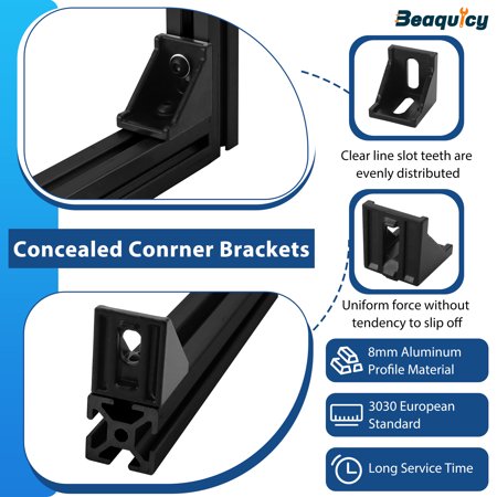 Beaquicy 20 Set 4040 Series Aluminum Extrusion Profile Connector, 3540 Corner Bracket for 20S Aluminum Rail - 2